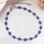 Blue Evil Eye Bohemian-Style Bracelet Silver