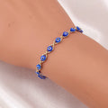 Blue Evil Eye Bohemian-Style Bracelet Silver