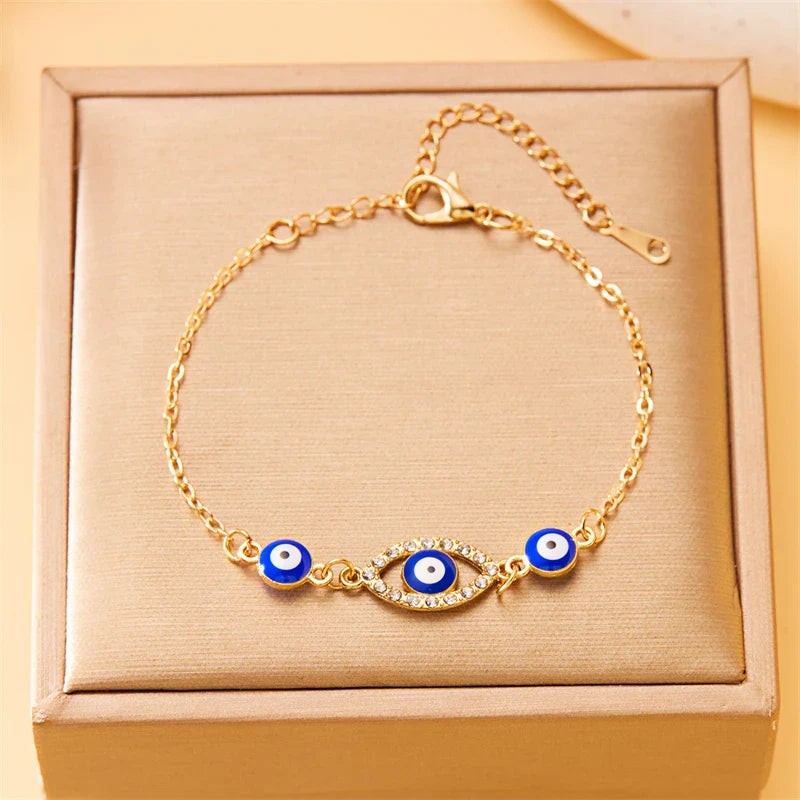 Blue Turkish Evil Eye Bracelet with Zircon