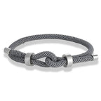 Modern braided rope bracelet with gray knot