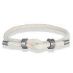 Modern braided rope bracelet with white knot