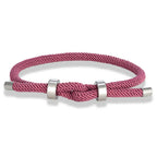 Modern braided rope bracelet with pink knot