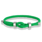Modern braided rope bracelet with light green knot