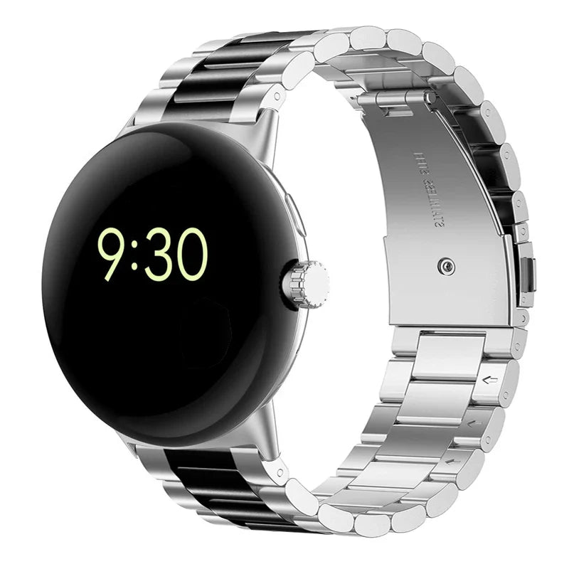 Tempered Steel Watch Band Smartwatch Google Pixel Watch 1 & 2 silver black