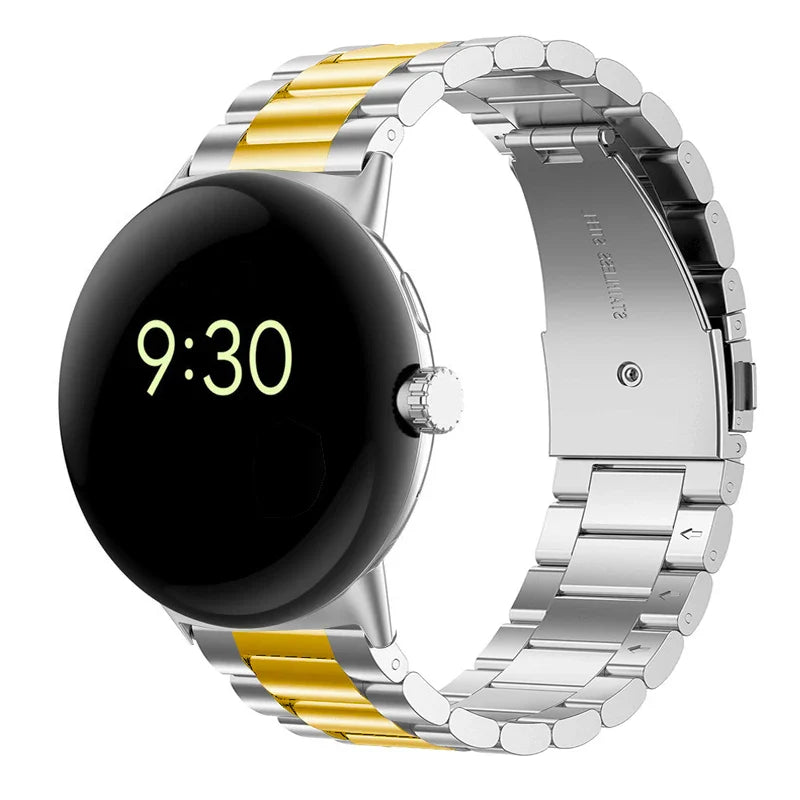 Tempered Steel Watch Band Smartwatch Google Pixel Watch 1 & 2 silver gold