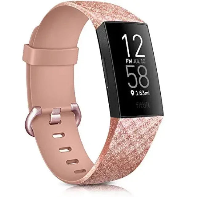Fitbit Charge 3 & Charge 4 Watch Band in Glitter Rose Gold
