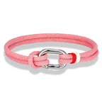 Braided rope nautical bracelet with knot for men pink