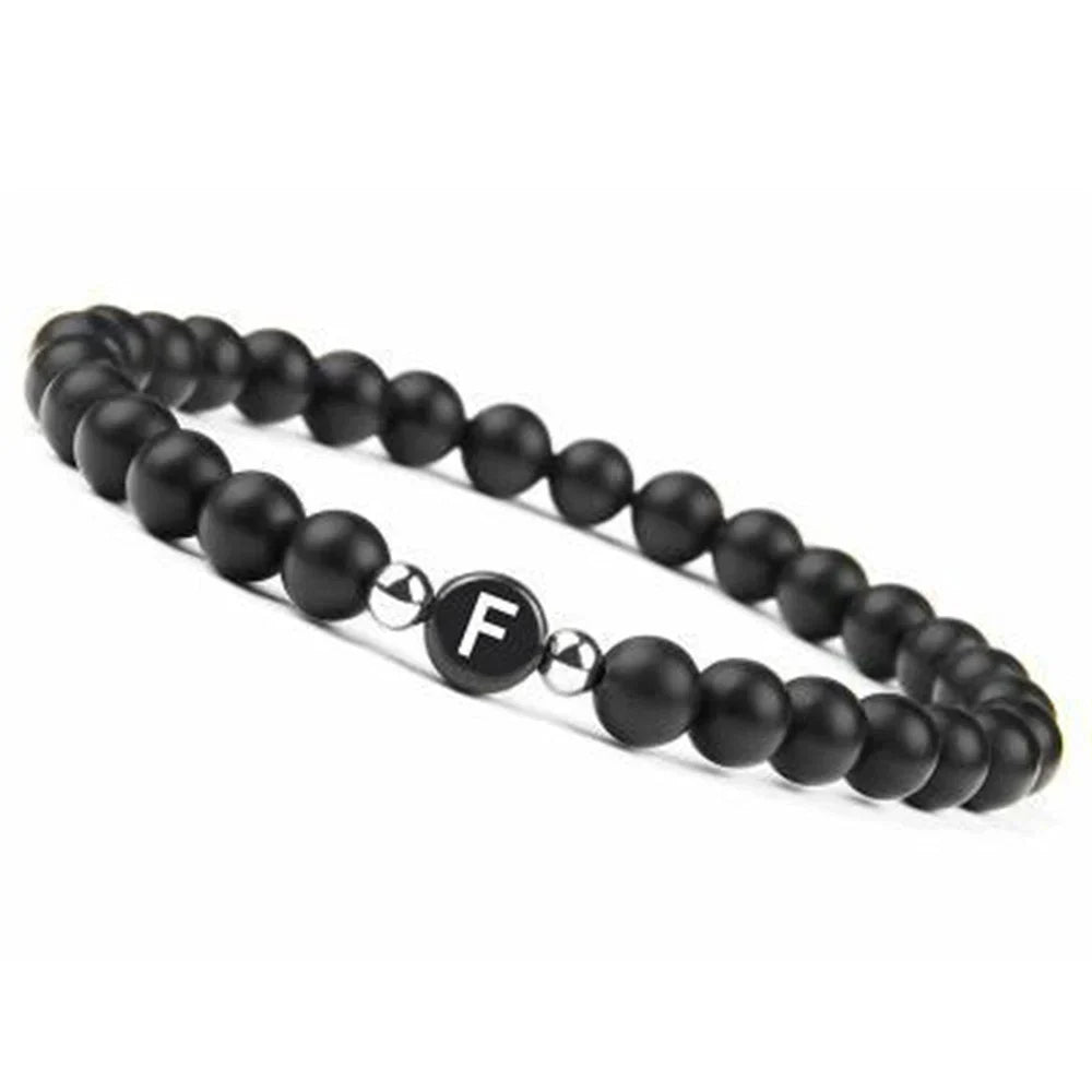 Black initial bracelet f