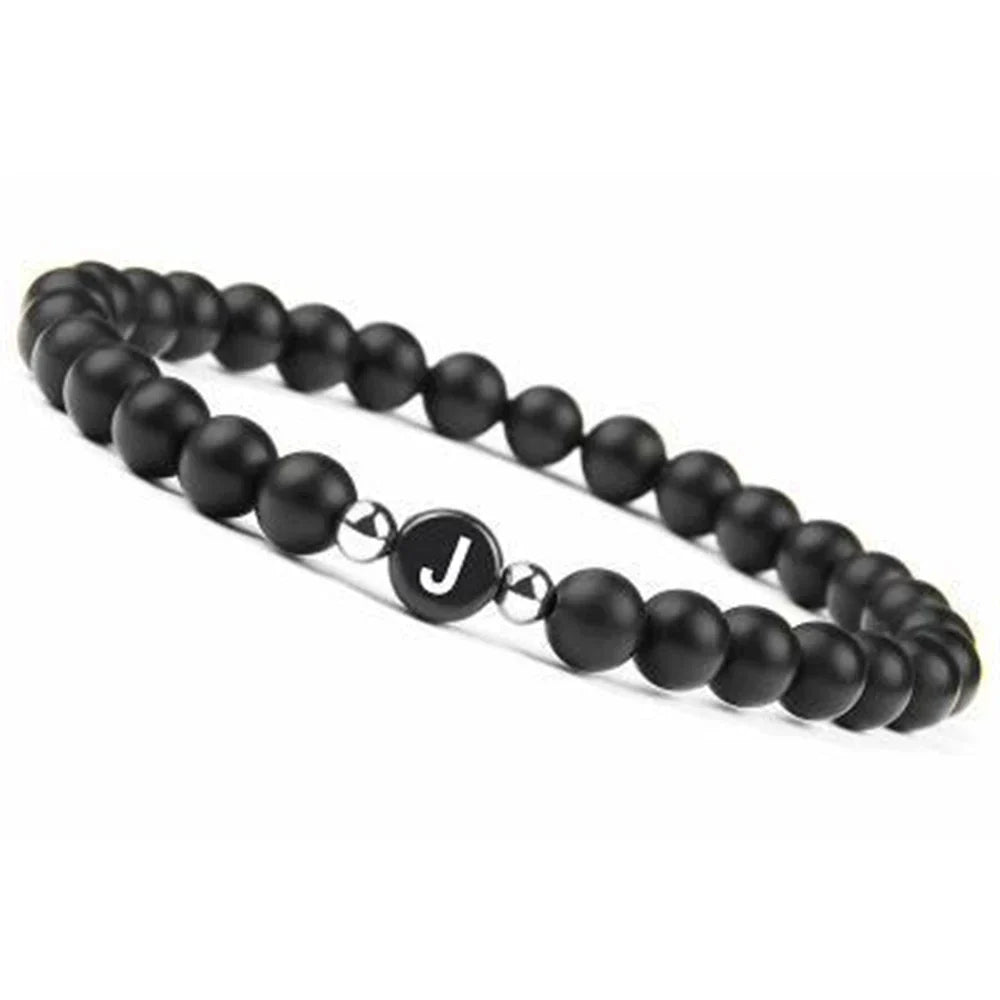 Black initial bracelet j