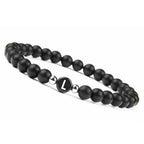 Black initial bracelet l