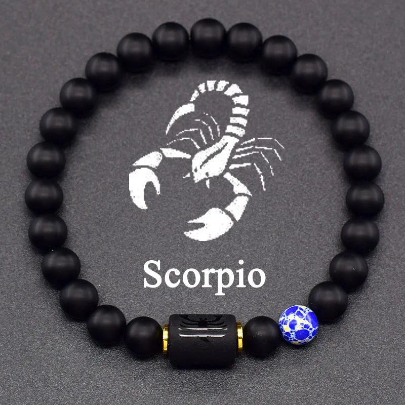 Black Zodiac Sign Bracelet Astro Black 12 Constellations scorpio
