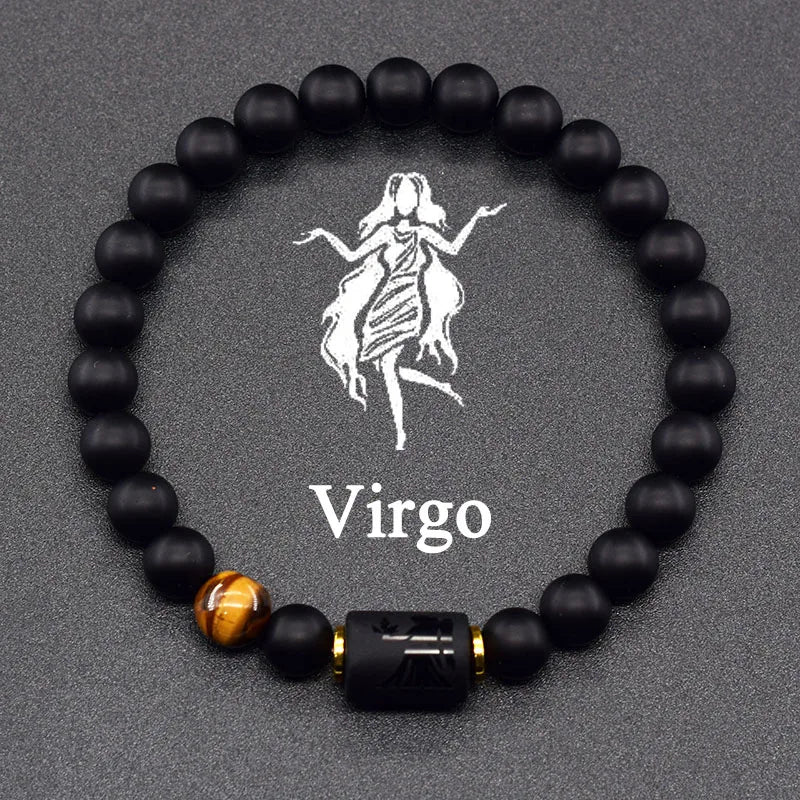 Black Zodiac Sign Bracelet Astro Black 12 Constellations virgo