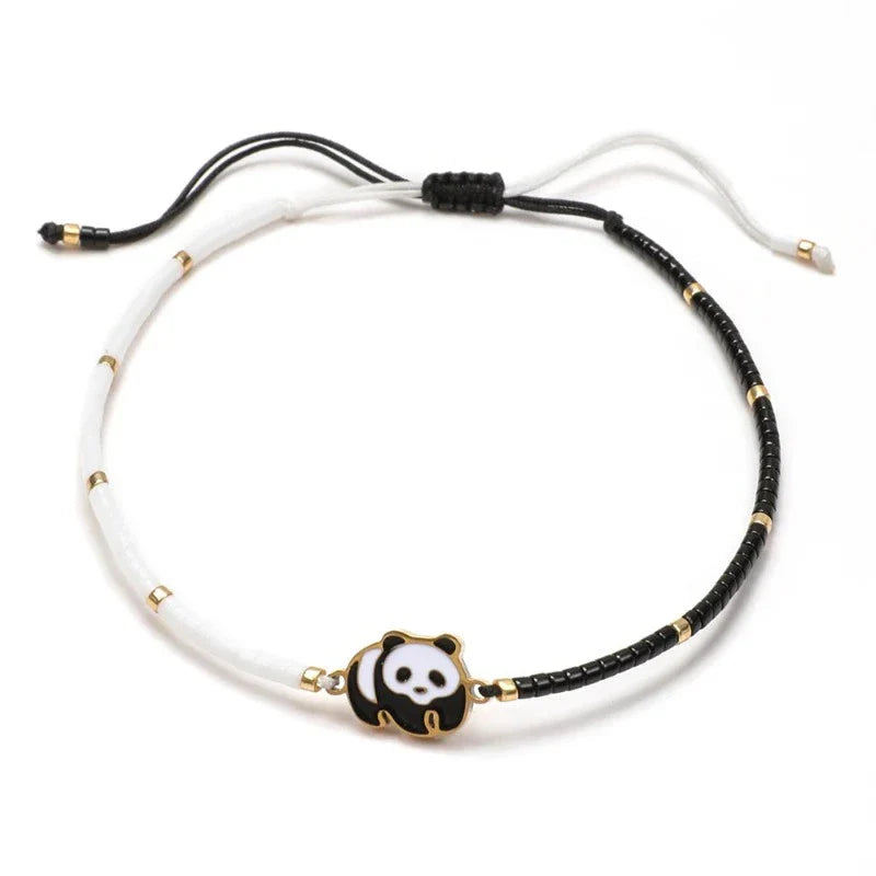Black and White Cord Panda Bracelet