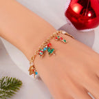 Santa Claus Bracelet Trees Snowman Gold 1