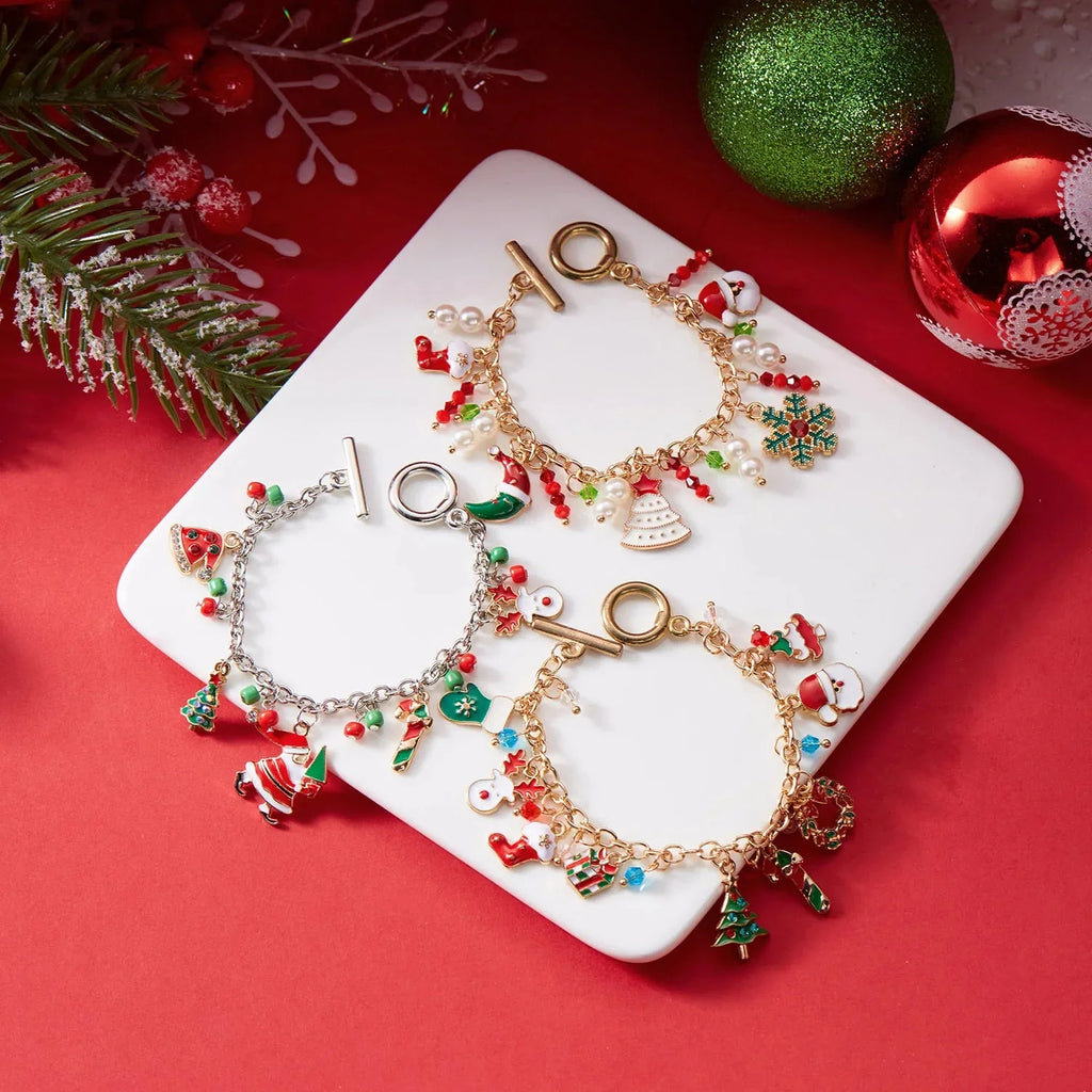 Santa Claus Bracelet Trees Snowman Silver