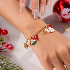Santa Claus Bracelet Trees Snowman Gold 2