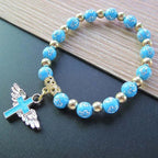 Beaded Bracelet with Blue Cross