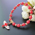 Beaded Bracelet with Red Cross