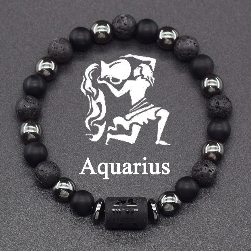 Zodiac Sign Beaded Bracelet 12 Constellations aquarius