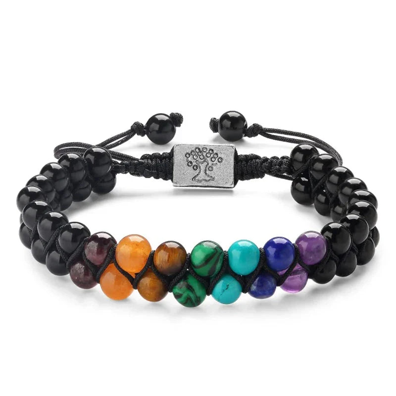 7 Chakras Stone Bracelet Black Tree of Life