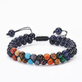 7 Chakras Black Stone Bracelet