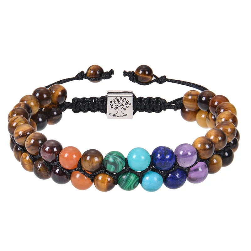 7 Chakras Stone Tiger's Eye Bracelet