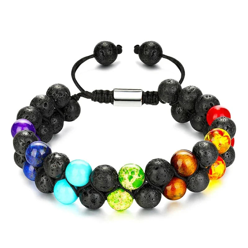 7 Chakras Lava Stone Bracelet
