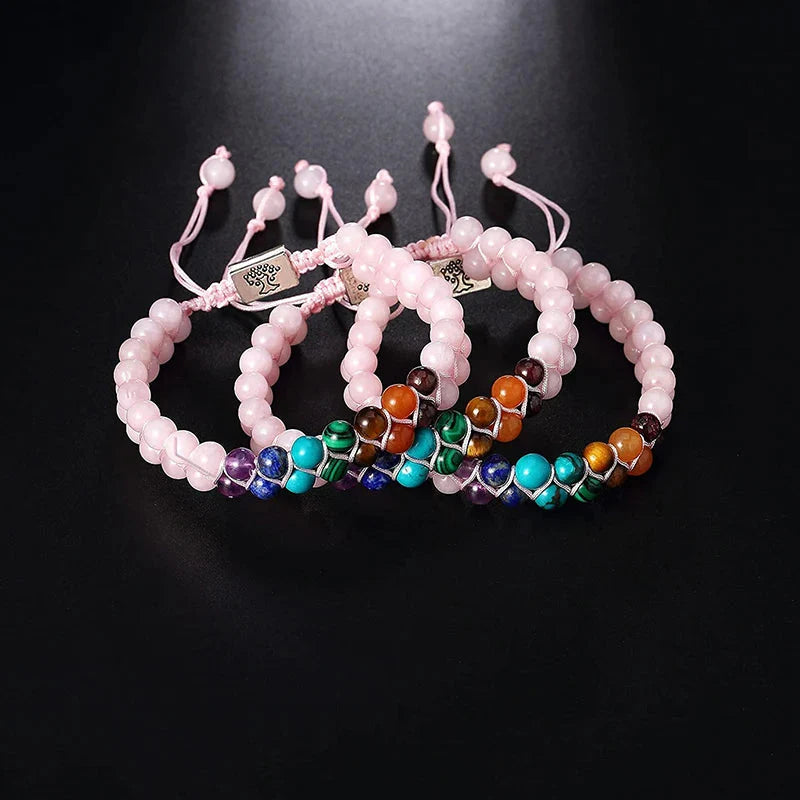 7 Chakra Rose Stone Bracelet