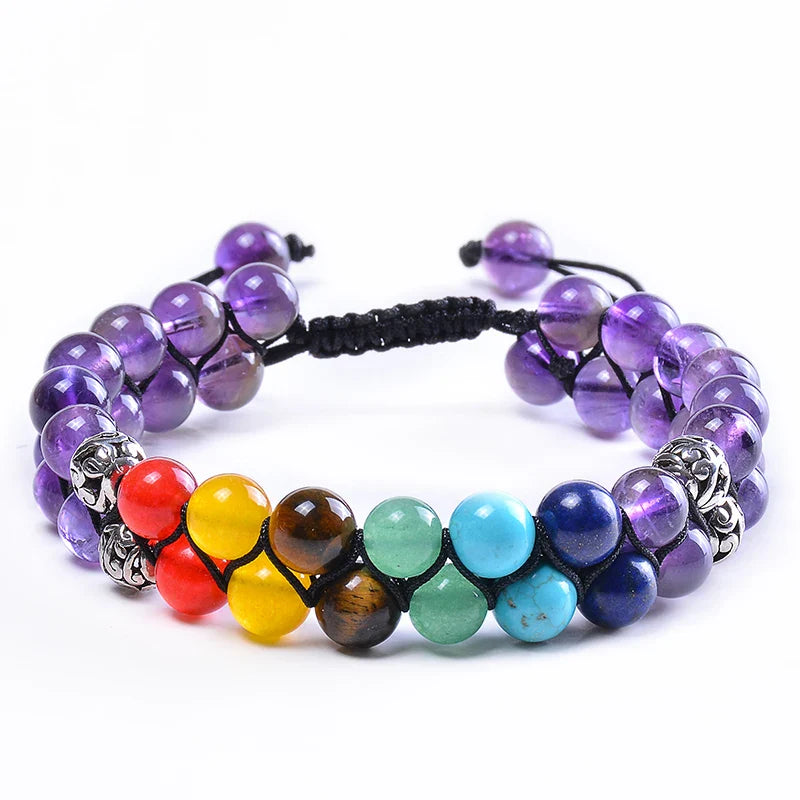 7 Chakras Purple Stone Bracelet