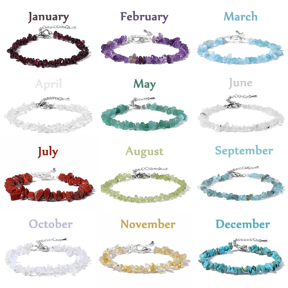 Men's and Women's Natural Birthstone Bracelet