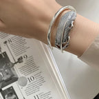 Silver feather bracelet for women