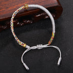 Gray Tibetan Buddhist Braided Curb Bracelet
