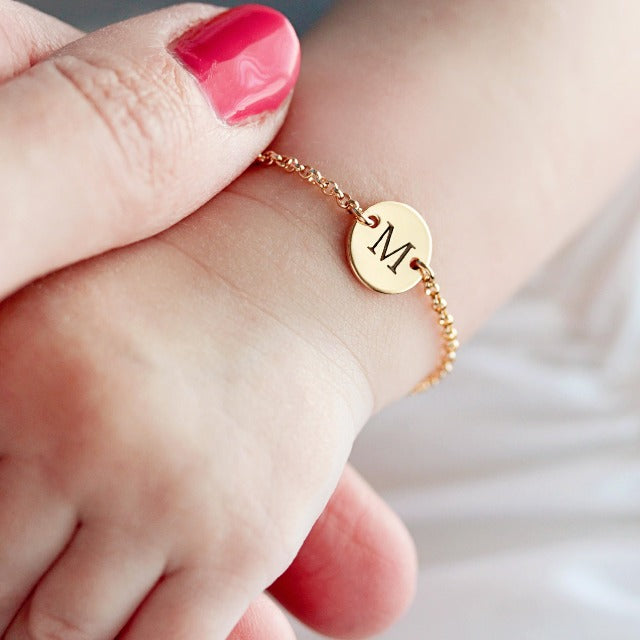 Personalized Baby Bracelet with Name Initial in Gold