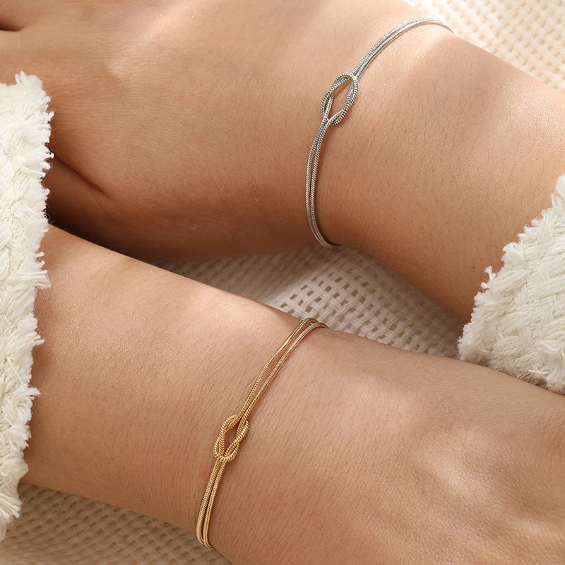 Couple Bracelet Interlaced Knot Gold and Silver (Set of 2 Bracelets)