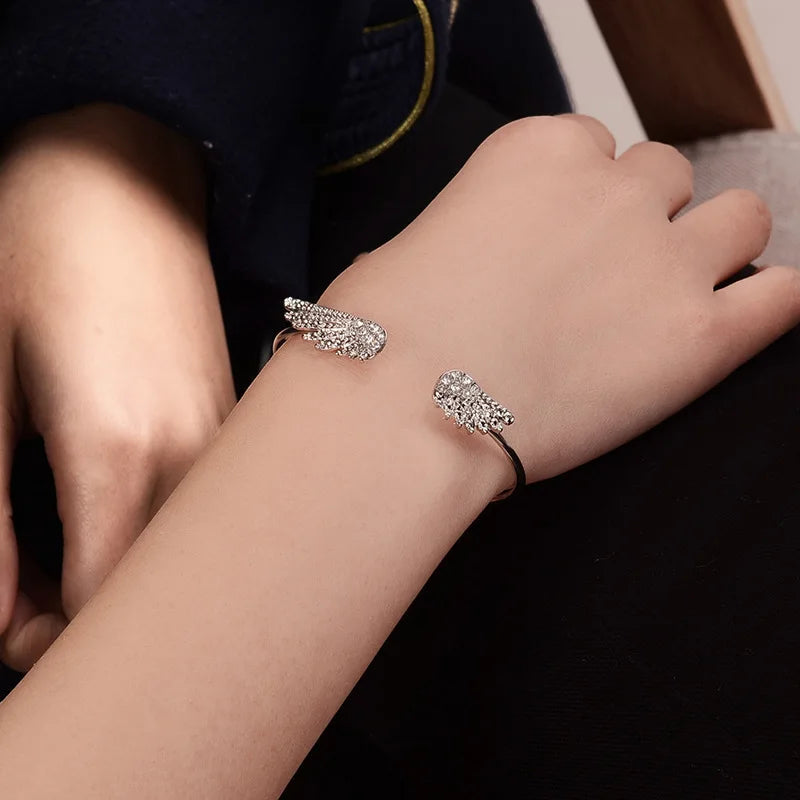 Women's bracelet angel wings silver