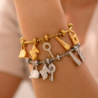Women's bracelet with silver keys and padlocks