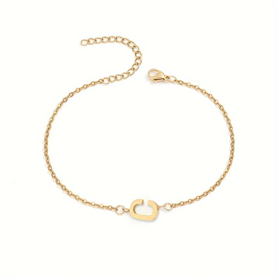 Personalized Bracelet for Women with Gold Initial c