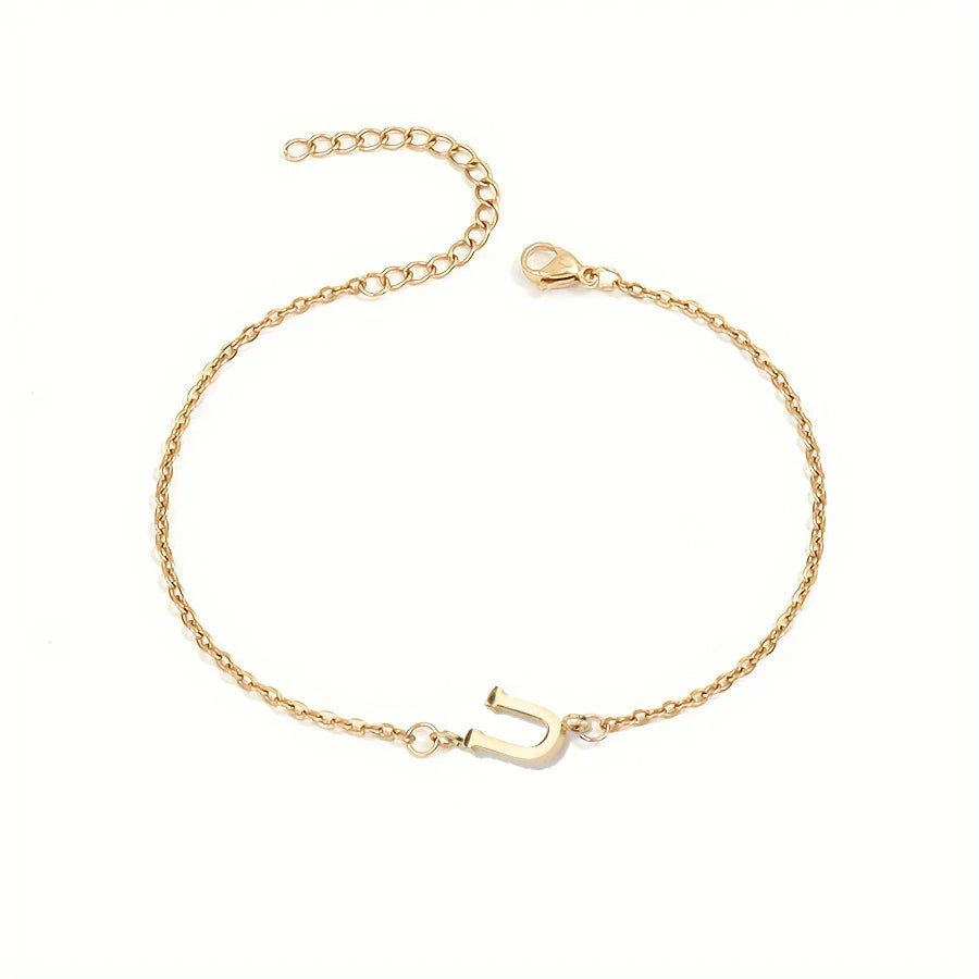 Personalized Bracelet for Women with Gold Initial u