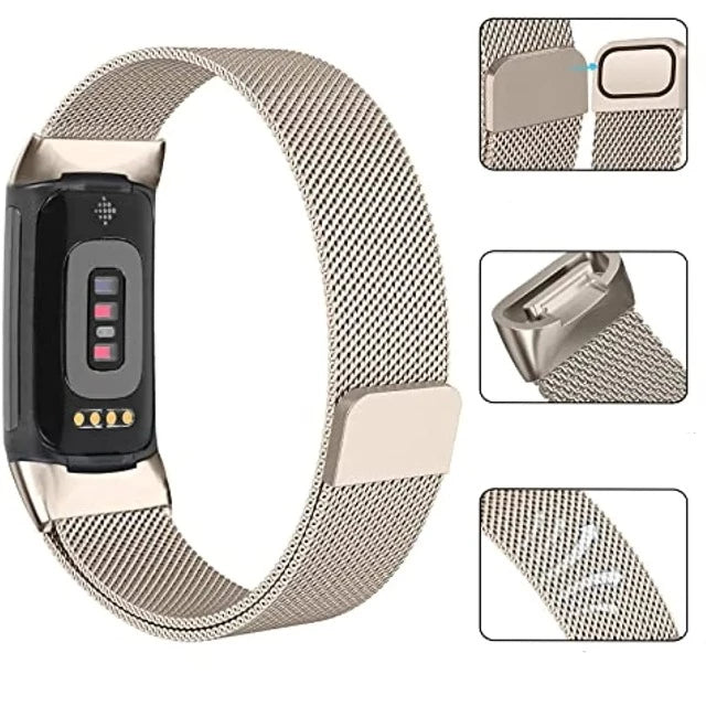 Bracelet for Fitbit Charge 3 Charge 4 Charge 5 silver watch