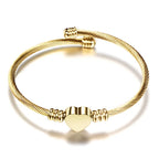 Adjustable Heart Curb Bracelet for Women Gold