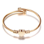 Adjustable Heart Curb Bracelet for Women Rose Gold