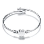 Adjustable Heart Curb Bracelet for Women Silver