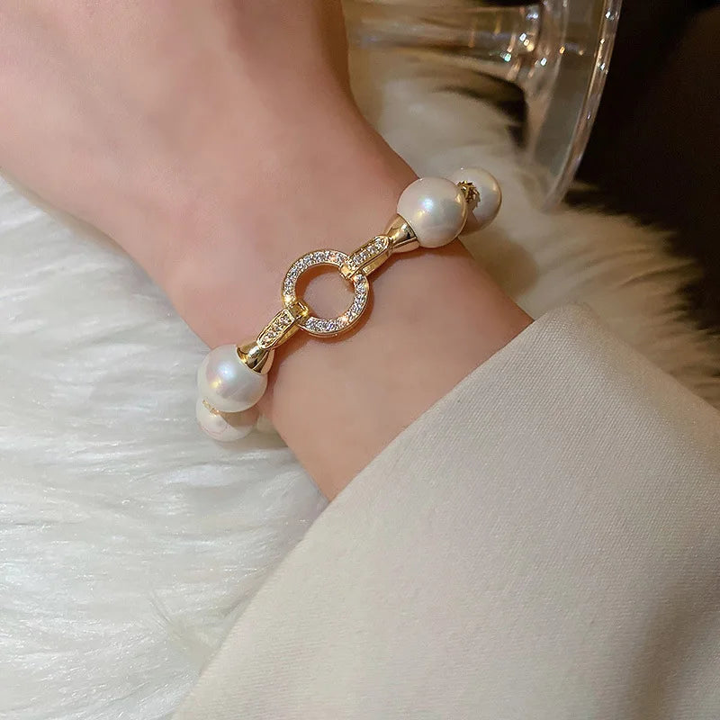 Retro Pearl and Zircon Bracelet