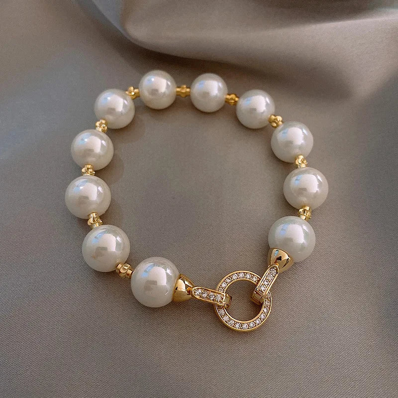 Retro Pearl and Zircon Bracelet