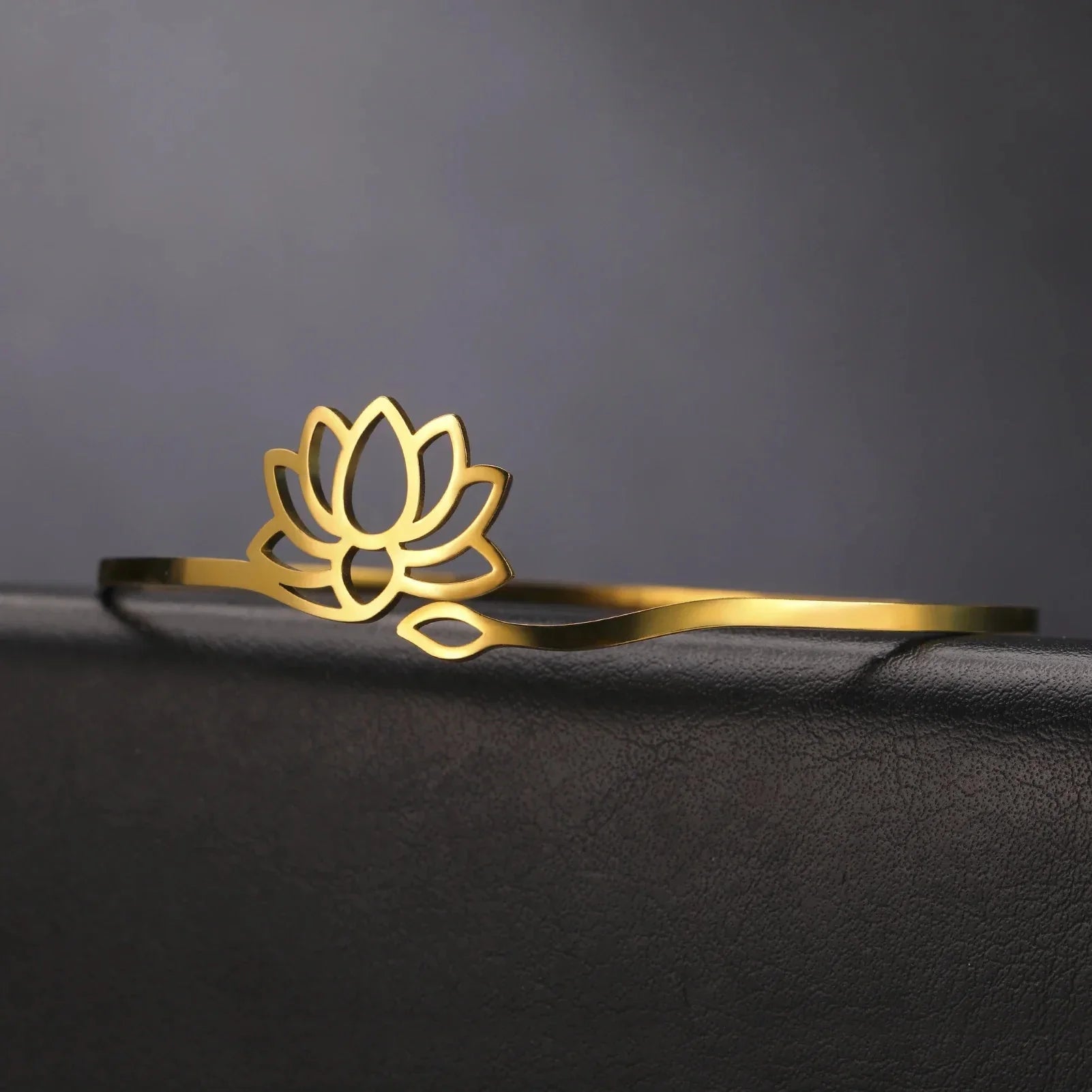 Lotus Flower Bangle for Women gold