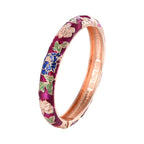 Romantic Curb Chain Bracelet Flowers Burgundy