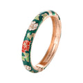 Romantic Curb Chain Bracelet Flowers Green