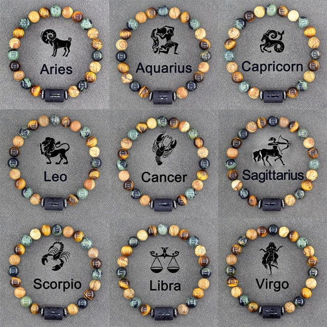 Zodiac Sign Bracelet 12 Constellations Curb Bracelet Men Women Astrology
