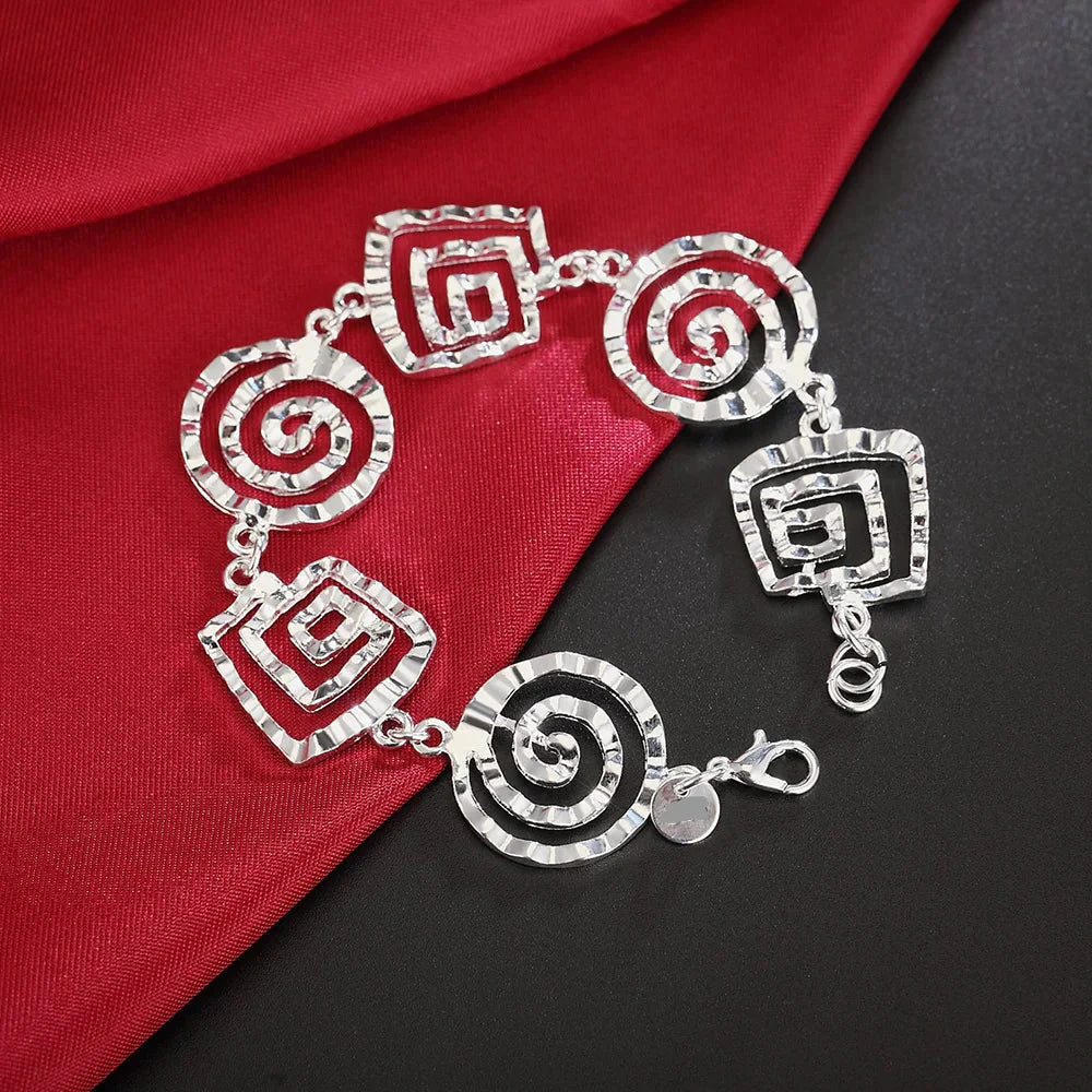 Silver spiral bracelet for women