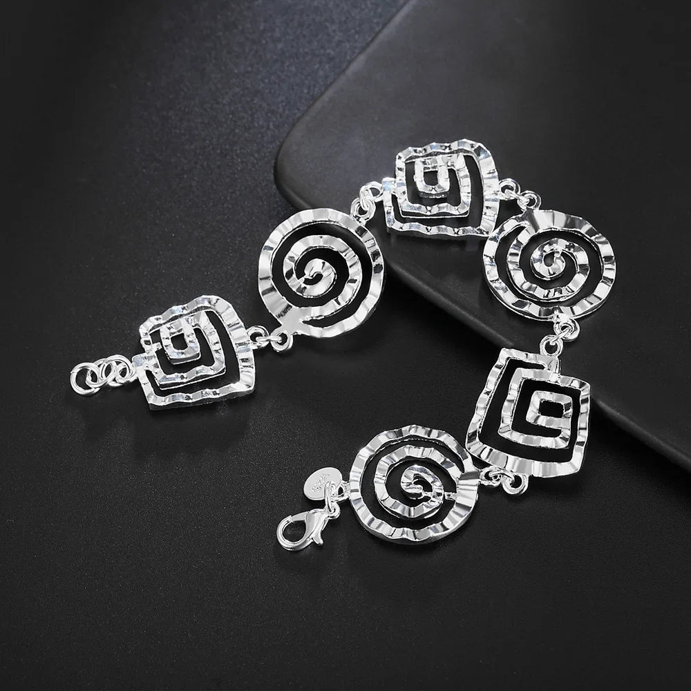 Silver spiral bracelet for women